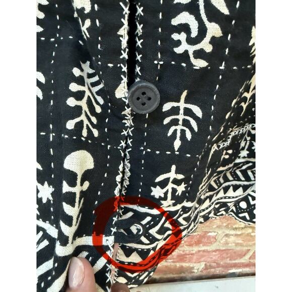 Sam Hilu Art to Wear‎ Jacket Reversible Tribal Button Up Women’s XL Black Cream - Picture 7 of 14